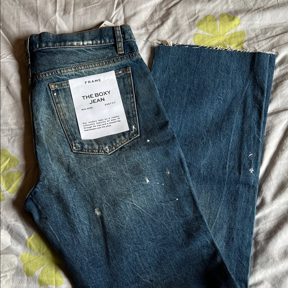 Frame Denim The Boxy Jean in Deep Blue with Faded Wash - Picture 2 of 5